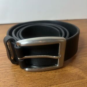 Men's Black Leather and Silver Buckle Belt 40” Waist